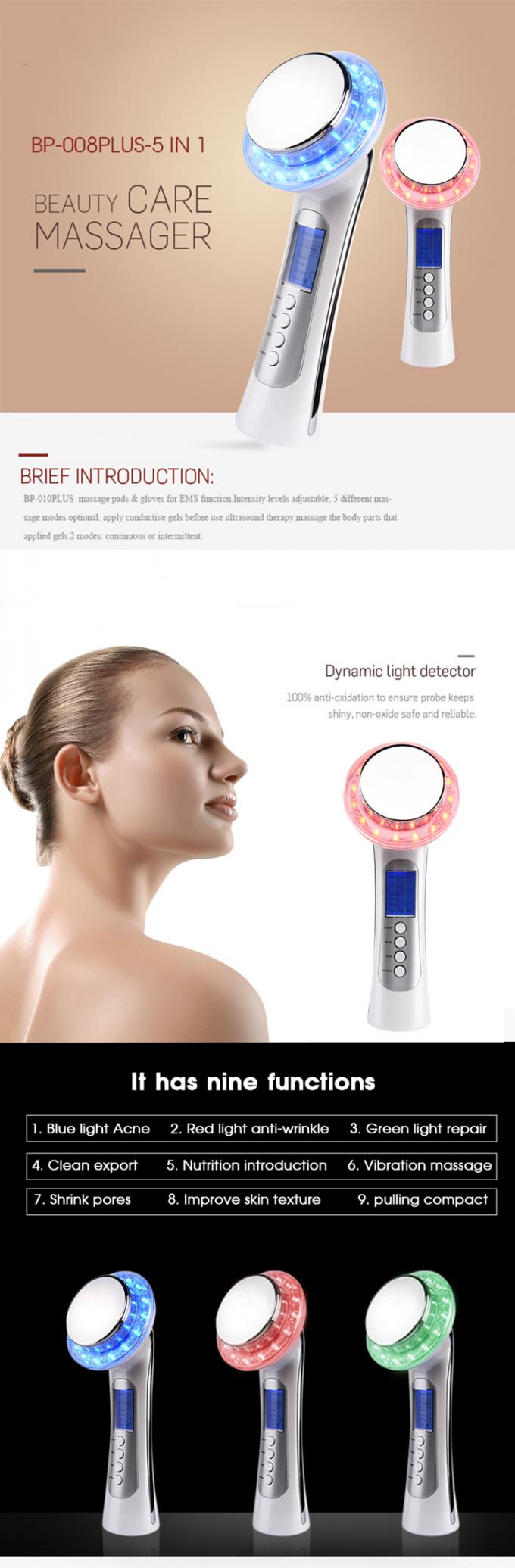 Stimulateur ultrasonique de beauté de visage d'ion de photon, visage ultrasonique et Massager de corps